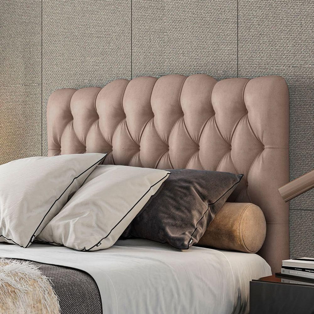 Cabeceira Estofada Queen 160 Cm Prisma Veludo Rose