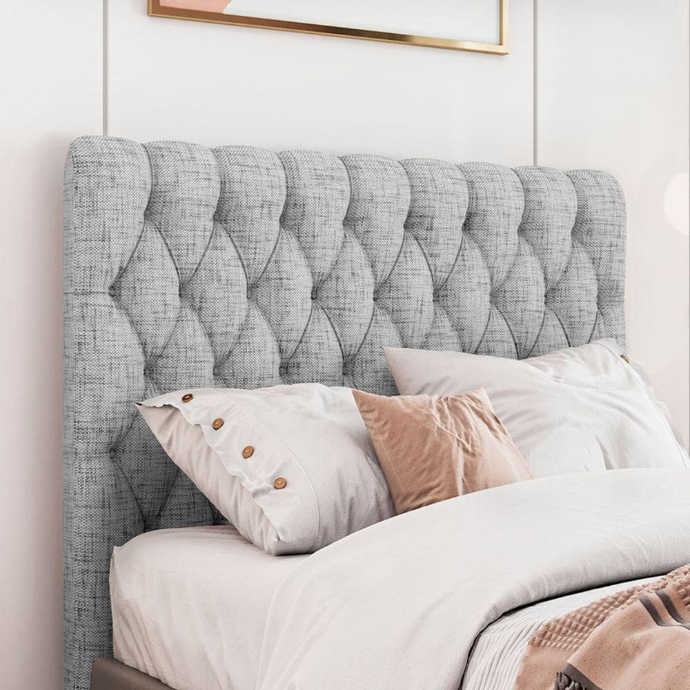 Cabeceira Estofada King 195 Cm Topázio Linho Cinza