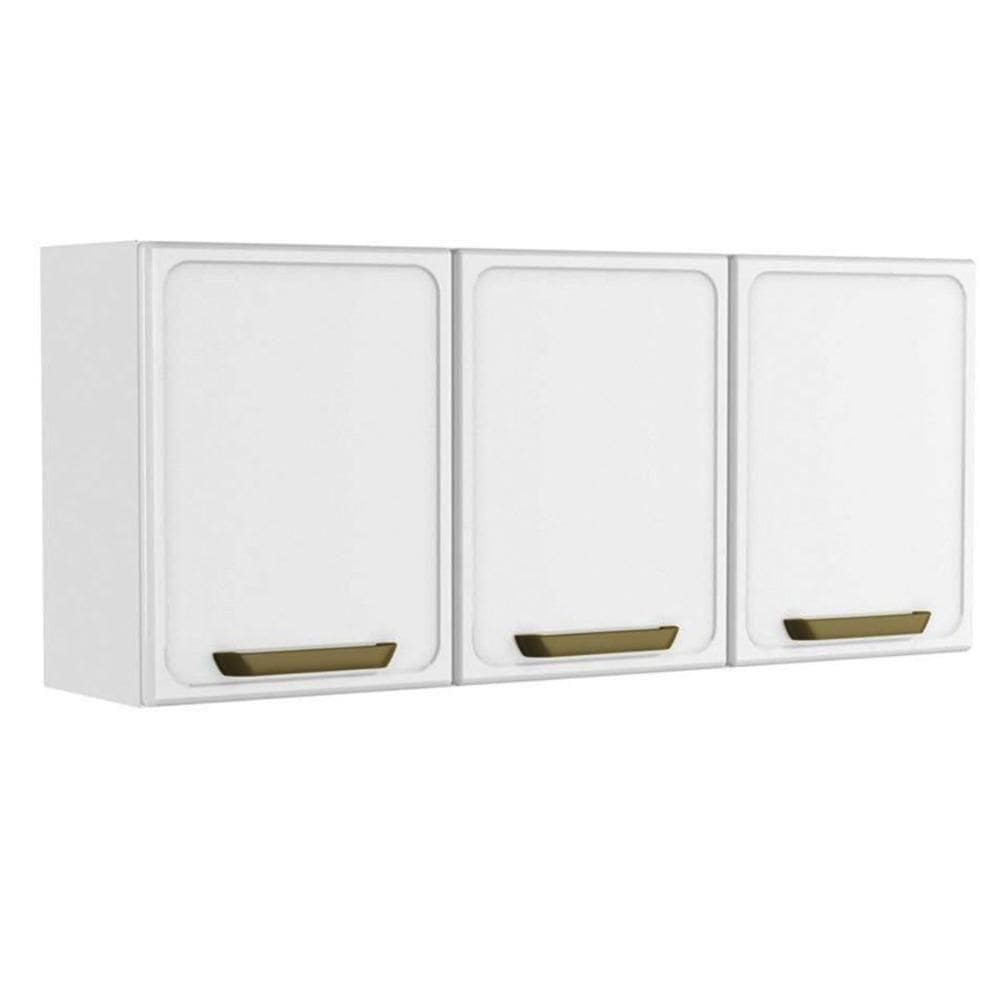 Armário Aéreo Cozinha Modulado Bella C- 3 Portas 120cm Branco - Bertolini