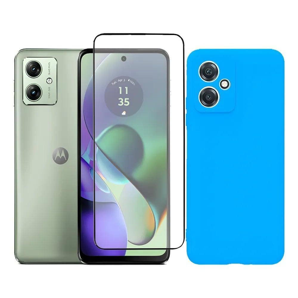 Capa Capinha Case + Película 3D Tela Para Motorol Azul-Celes