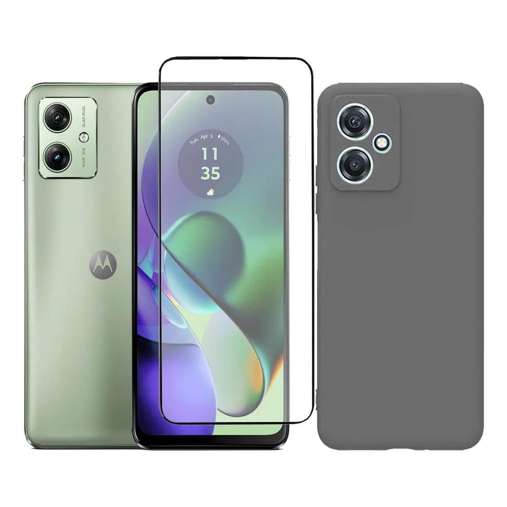 Capa Capinha Case + Película 3D Tela Para Motorol Cinza-Escu