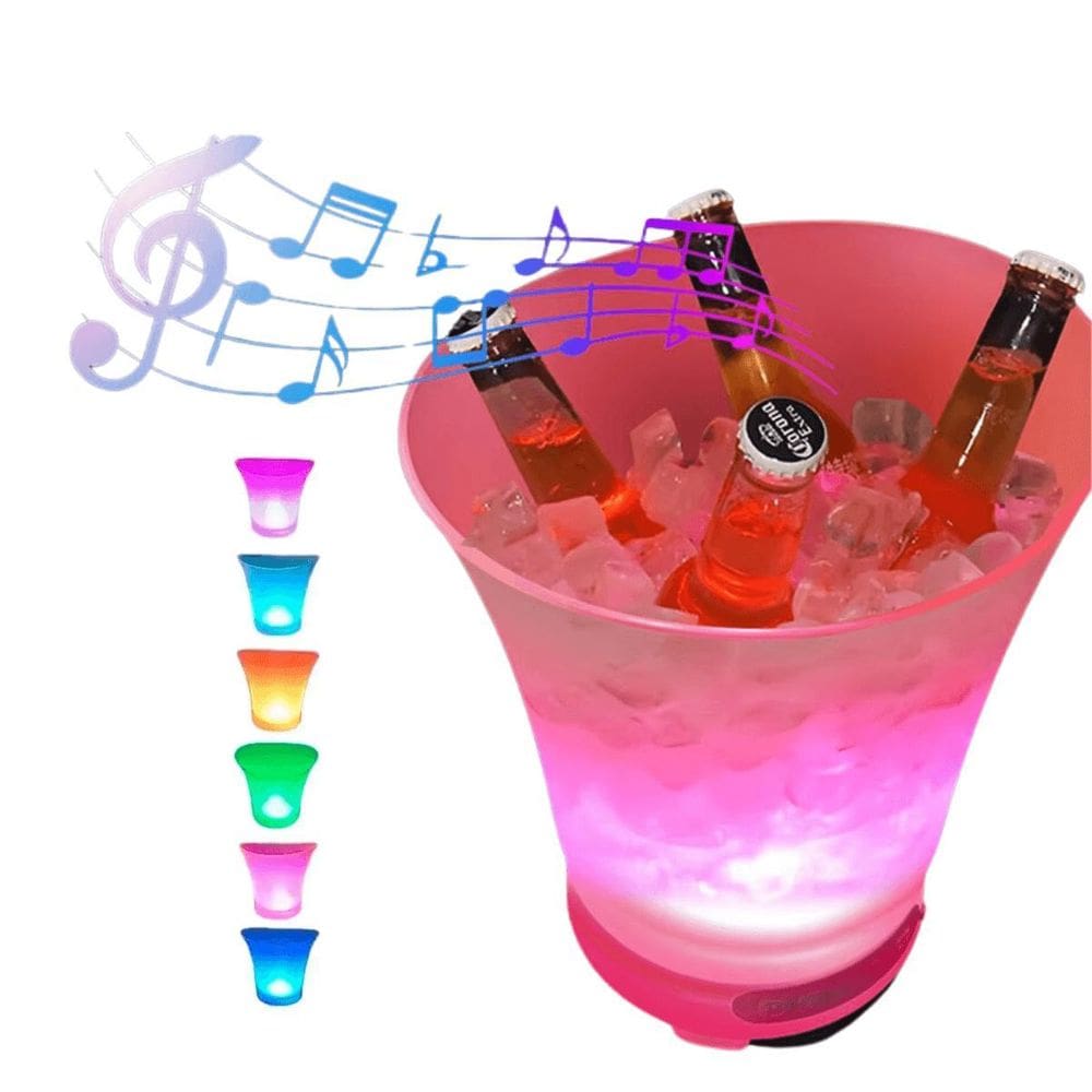 Balde De Gelo Caixa De Som Bluetooth Led Rgb 5L Festas