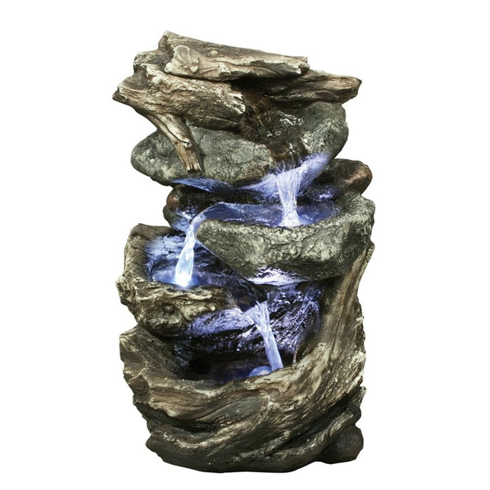 Cachoeira de pedra de madeira Fountain Hi-Line Gift Ltd com luz LED