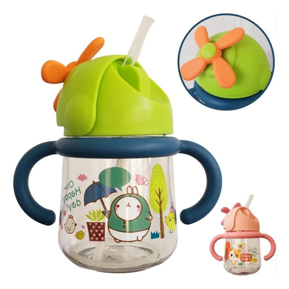 Copo Treinamento E Transição Bebe Alça Canudo Antivazam Verd