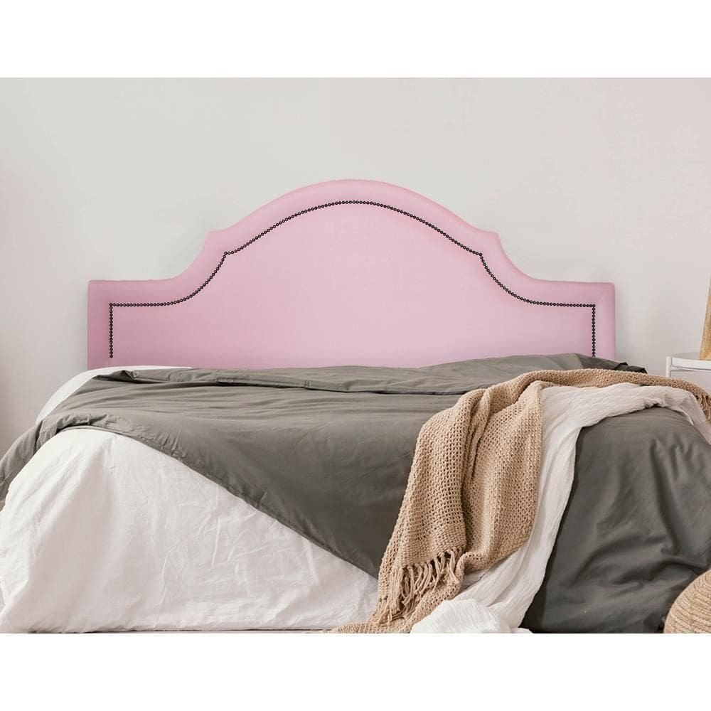 Cabeceira Casal Provençal Luxo 140x60 Courino Rosa - Tachas Fumê