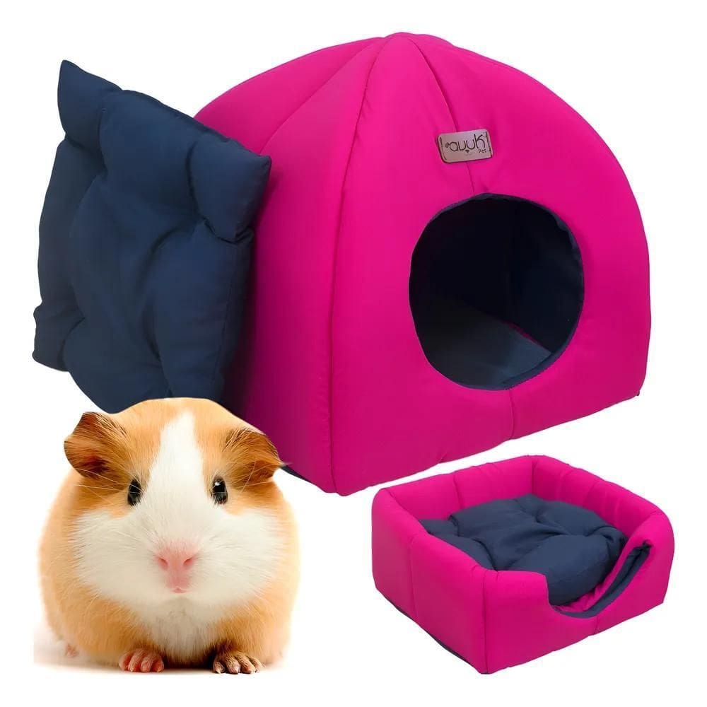 Toca + Almofada Para Chinchila Porquinho Da India Avuk Pink