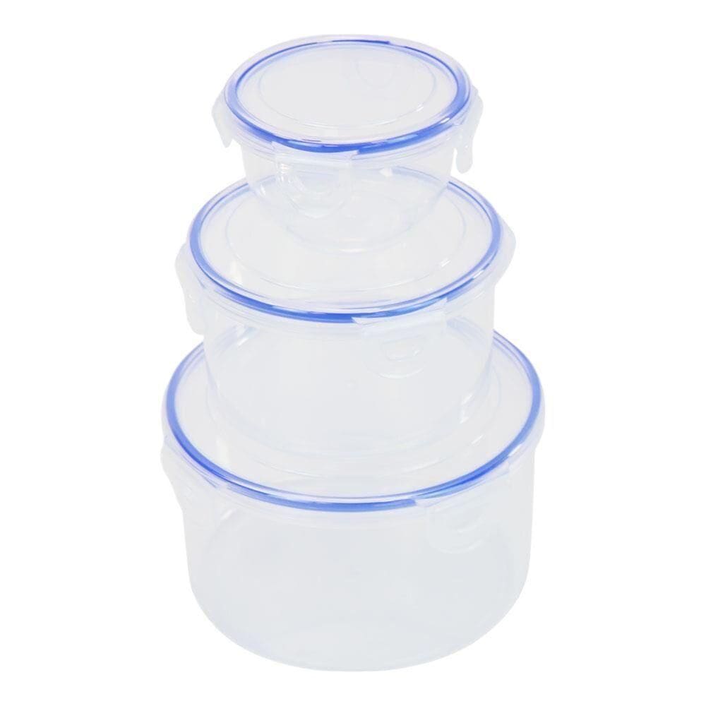 Conjunto Prático De 3 Potes Redondos Com Tampa Hermética Para Armazenamento Seguro