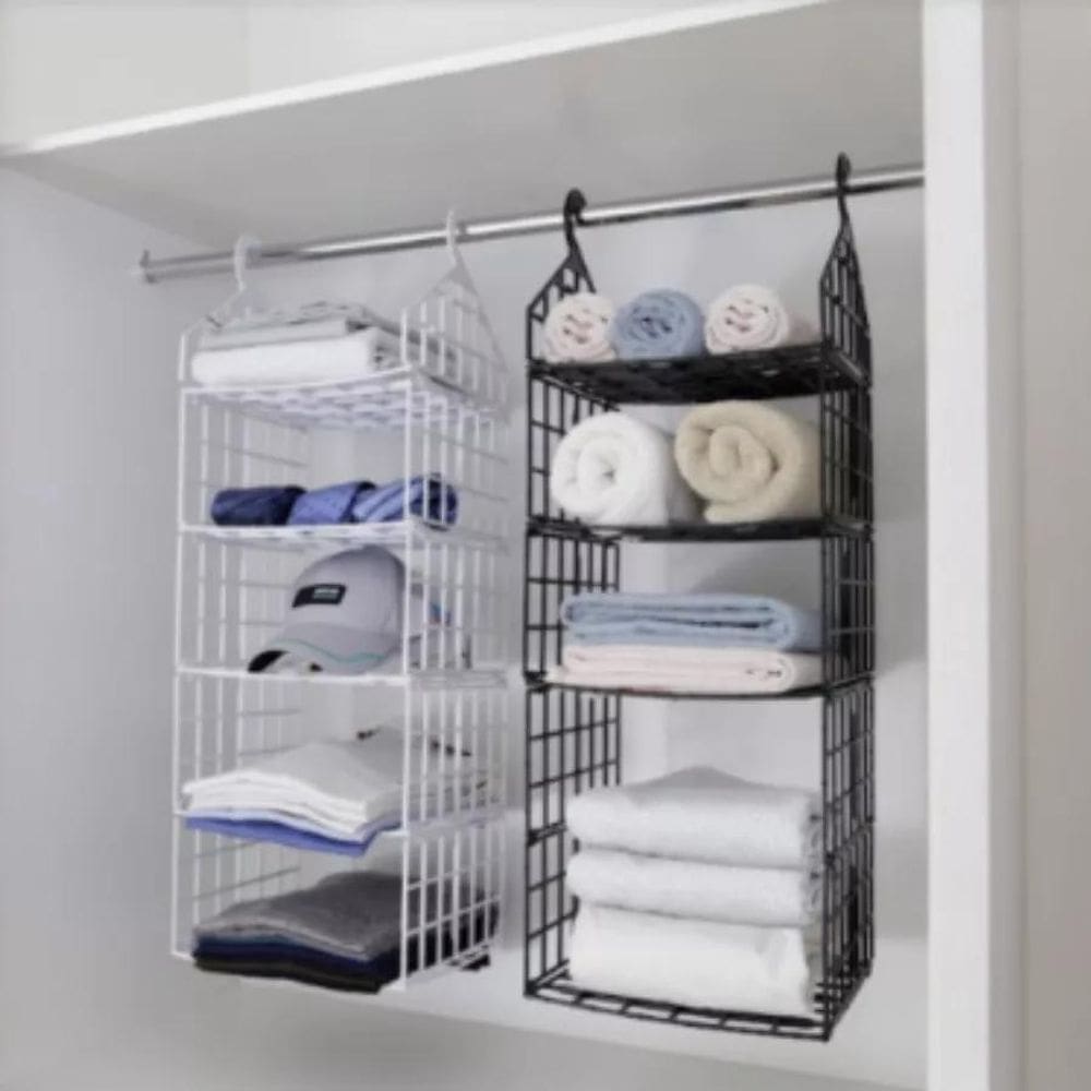 Organizador De Plastico Suspenso Dobravel Com 5 Niveis Preto