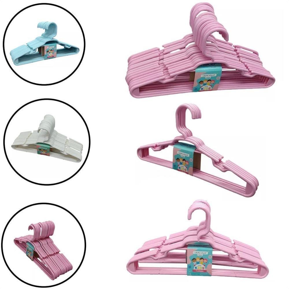 Kit 15 Unidades Cabides Infantis Reforçados Organização Rosa