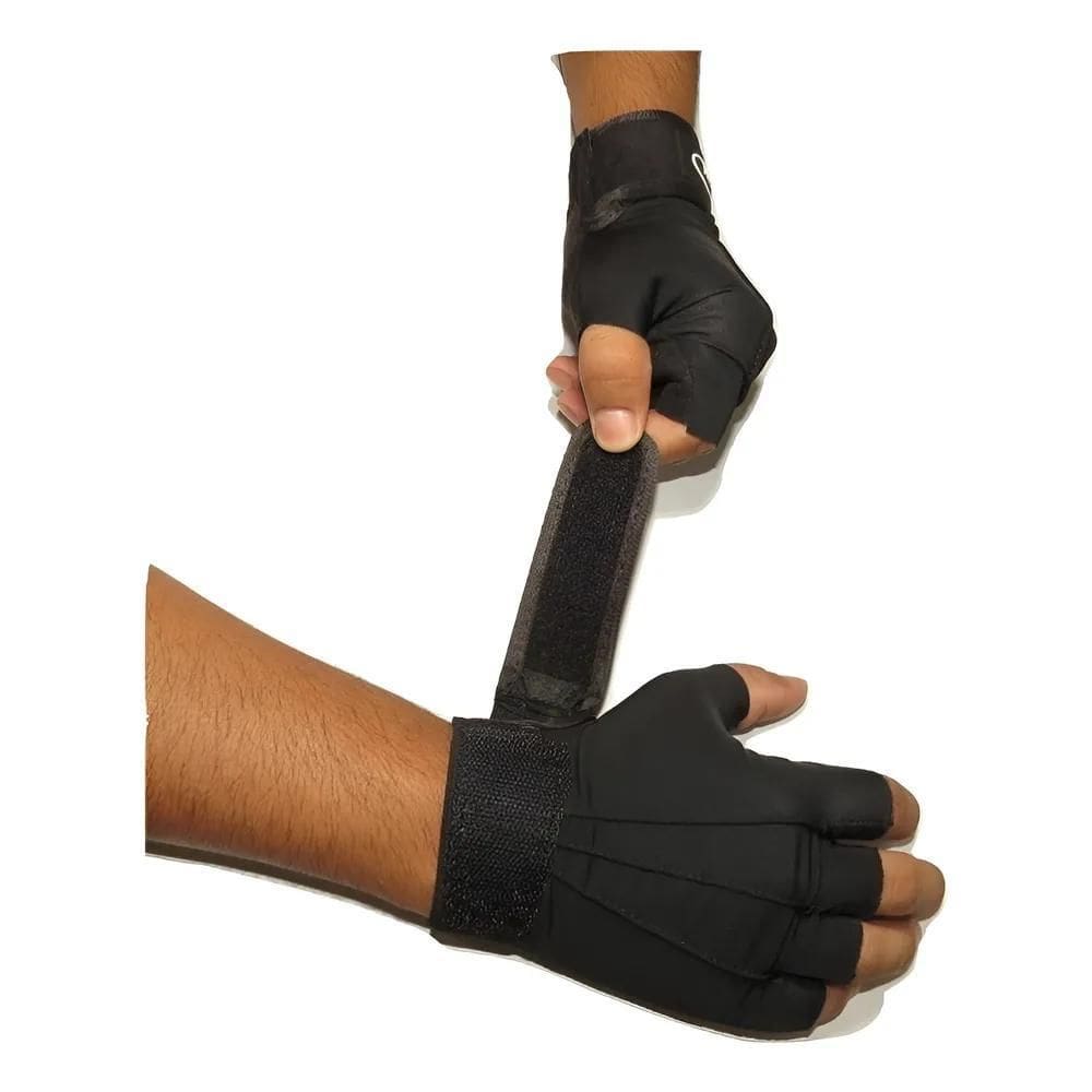 Luva Proteção Solar Uv Meio Dedo Punho Conforto Mo Preto Gg