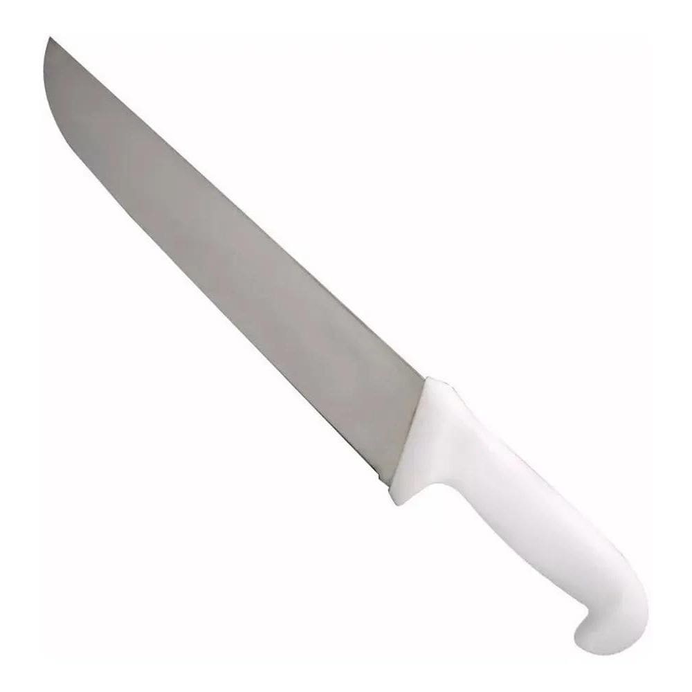 10X Faca Açougueiro Churrasco Cozinha Aço Inox Cabo Branco