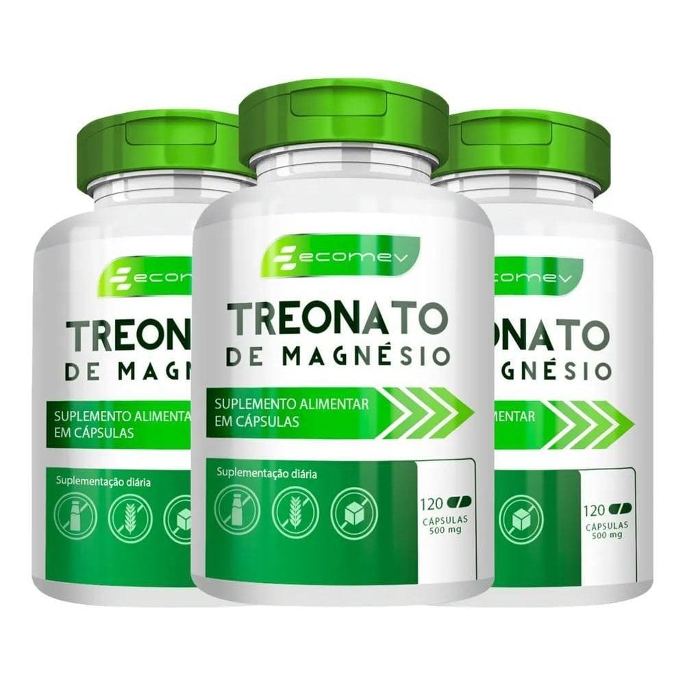 3X 3 Magnesio Treonato 500Mg 360Cp 100% Puro Matéria Importa