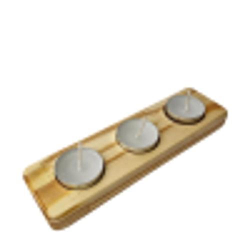 Porta Vela Rechaud Triplo Madeira Decoração Presente