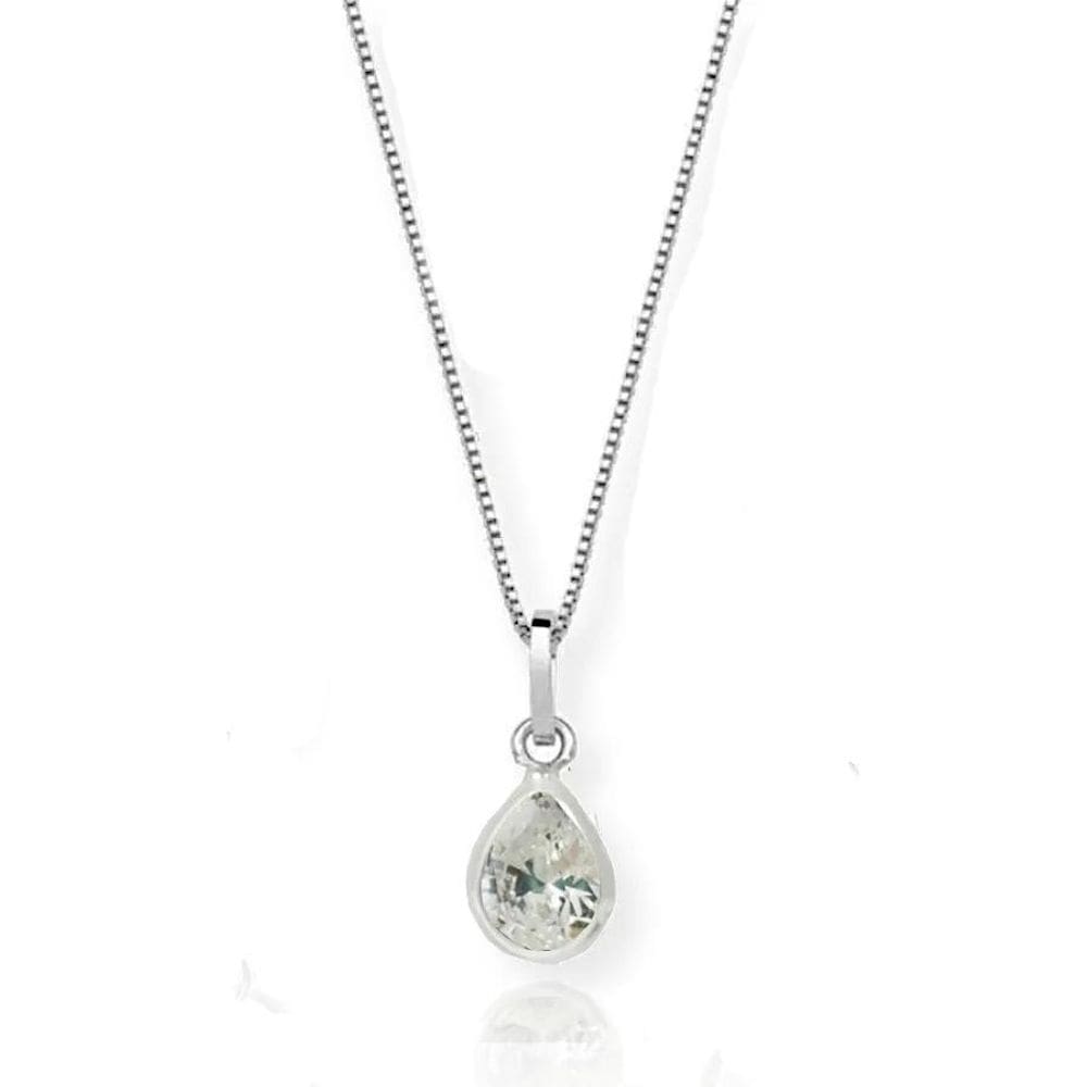 Corrente Colar Ponto Luz Gota Prata Pu Azul-Escuro 45