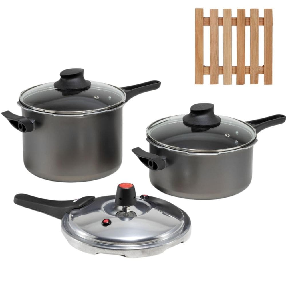 Jogo Panelas De Pressão 2 Em 1 + 02 Descansos De Panela