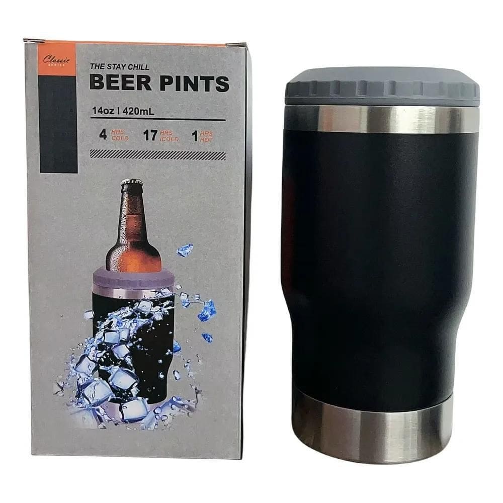 Copo Porta Cerveja Garrafa Térmica Latinha De Aço 420Ml D