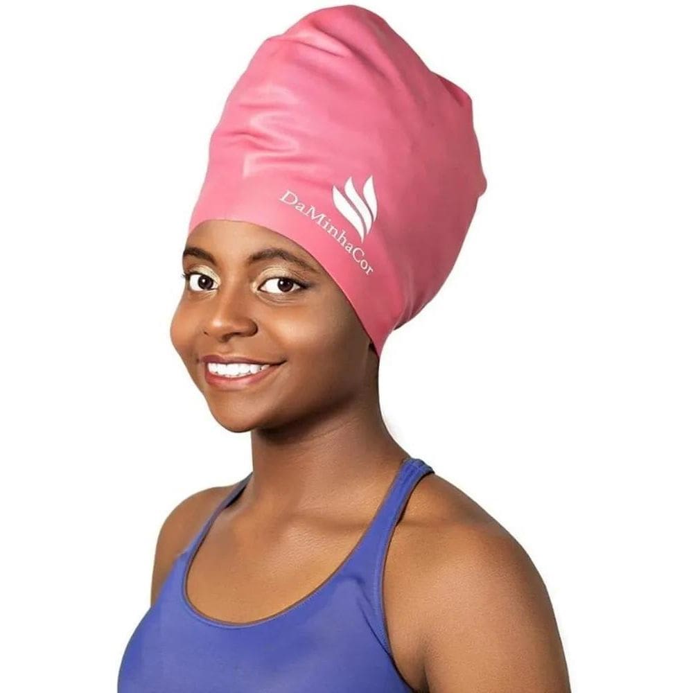 Touca De Natação Hidroginástica Banho Cabelo Volum Rosa
