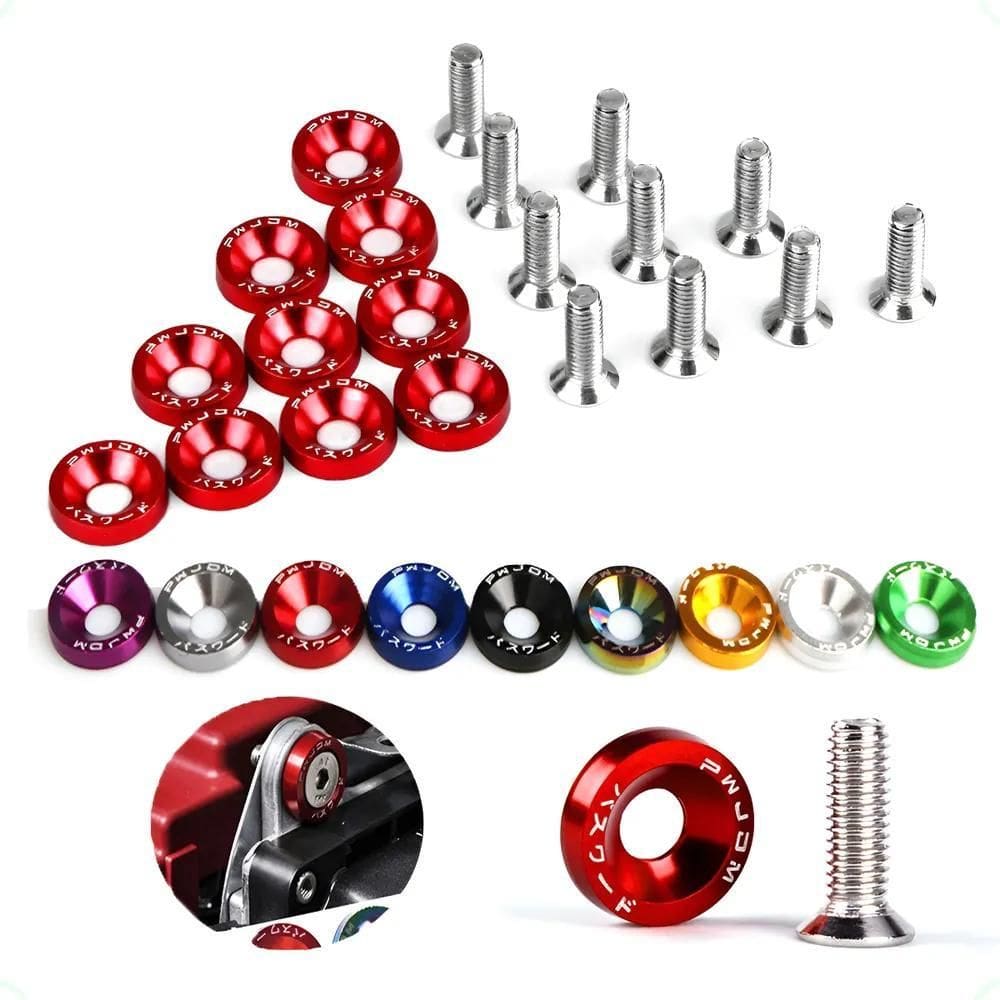 Parafuso Arruela Anodizada M6 Jdm Fender Tuning Kit Vermelho