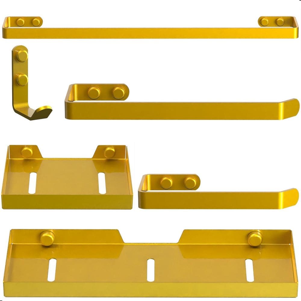 Kit Acessórios Para Banheiro Dourado 6 Peças Plus