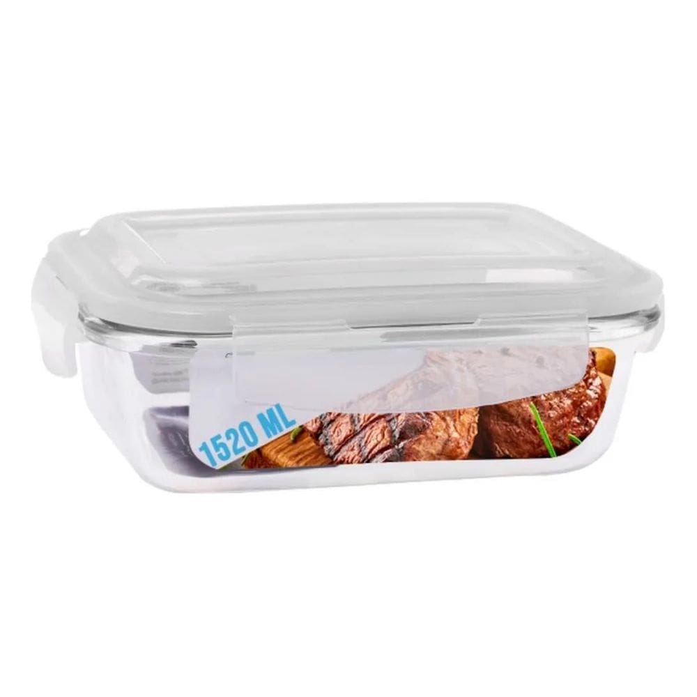 Pote Vidro 1520Ml Vai Ao Forno, Microondas Retan C/Tampa Cor