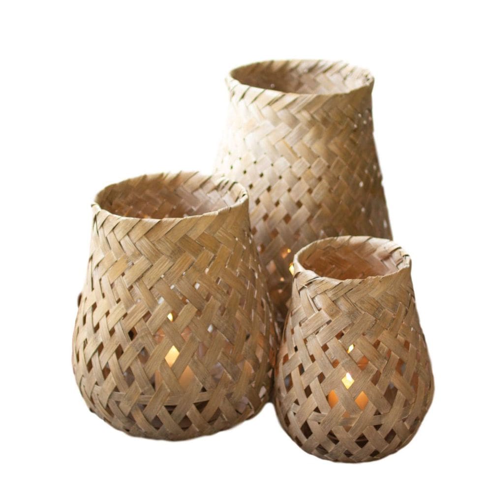 Suporte de vela MY SWANKY HOME, conjunto de 3 lanternas de bambu