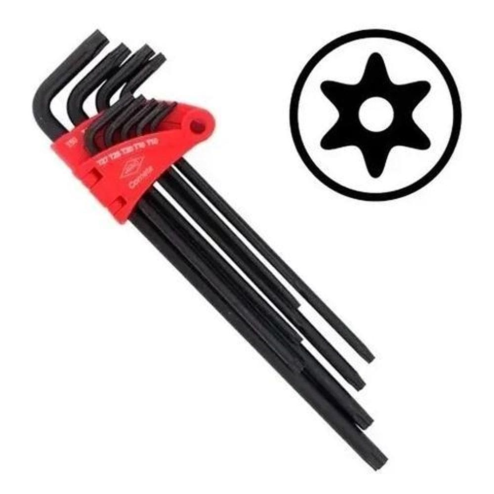 Jogo De Chave Torx Torque Cromo Vanadio Extra Longa 9 Peças