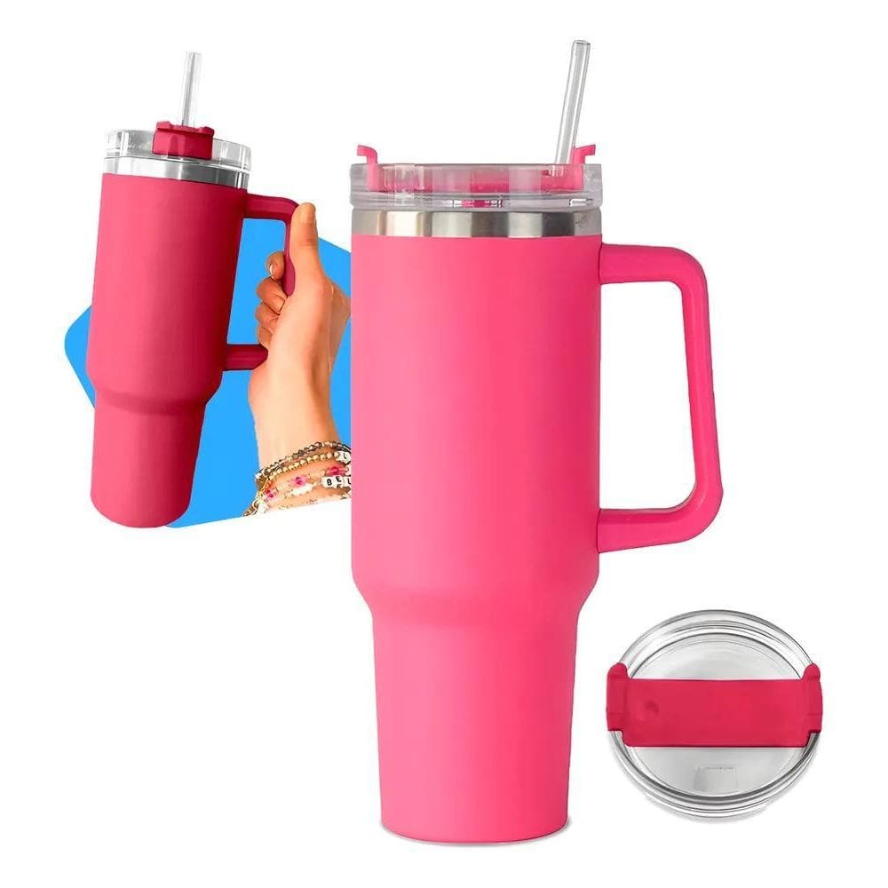 Copo Térmico Inóx Com Canudo E Tampa Grande 1200Ml 1.2Lit Ro