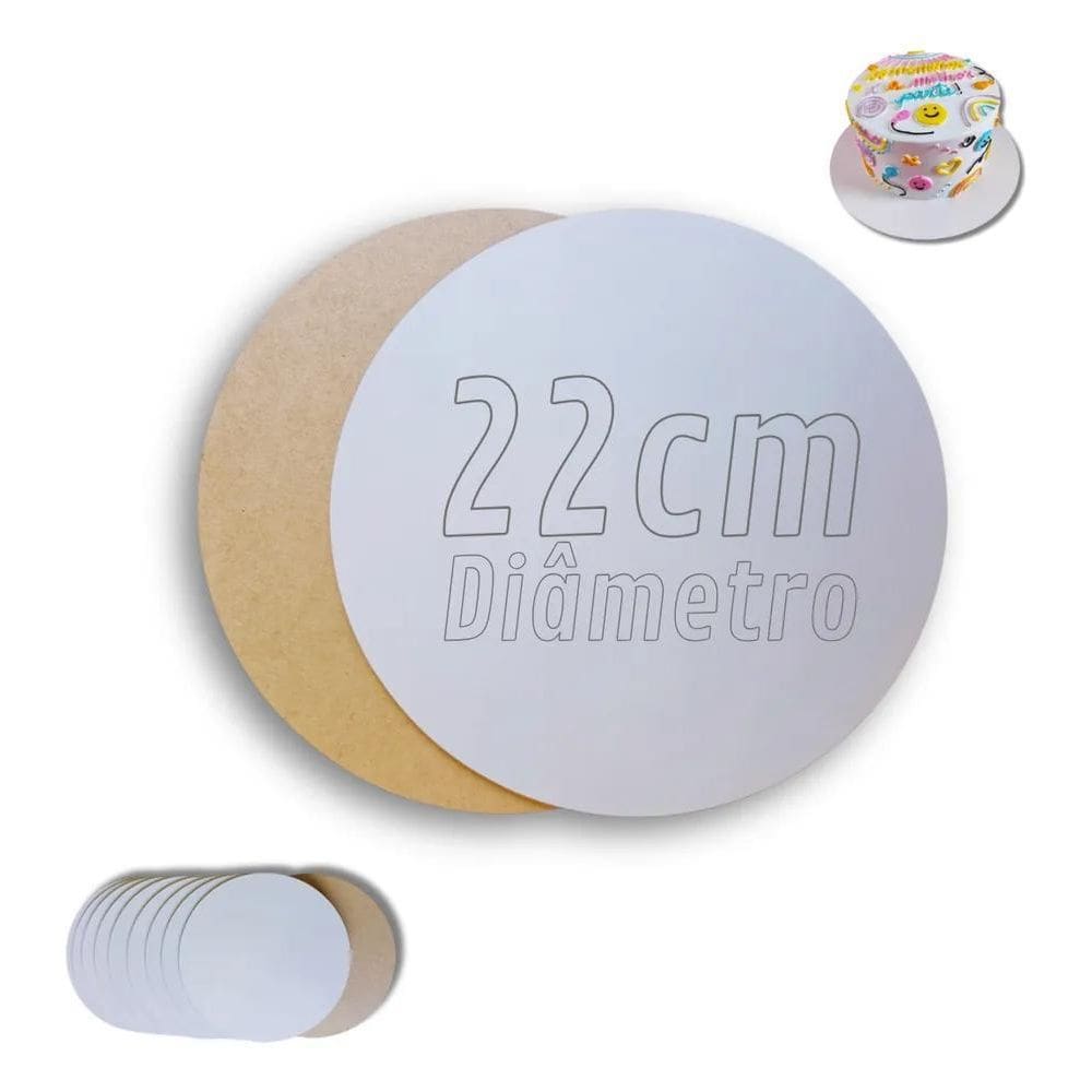 2X Kit 10 Cake Board 22Cm Tabuleiro Bolo Em Mdf 3Mm Redondo