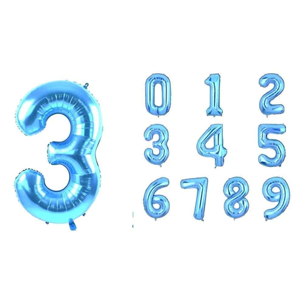 1 Un Balão Bexiga Número Metalizado Azul Grande 75Cm 4