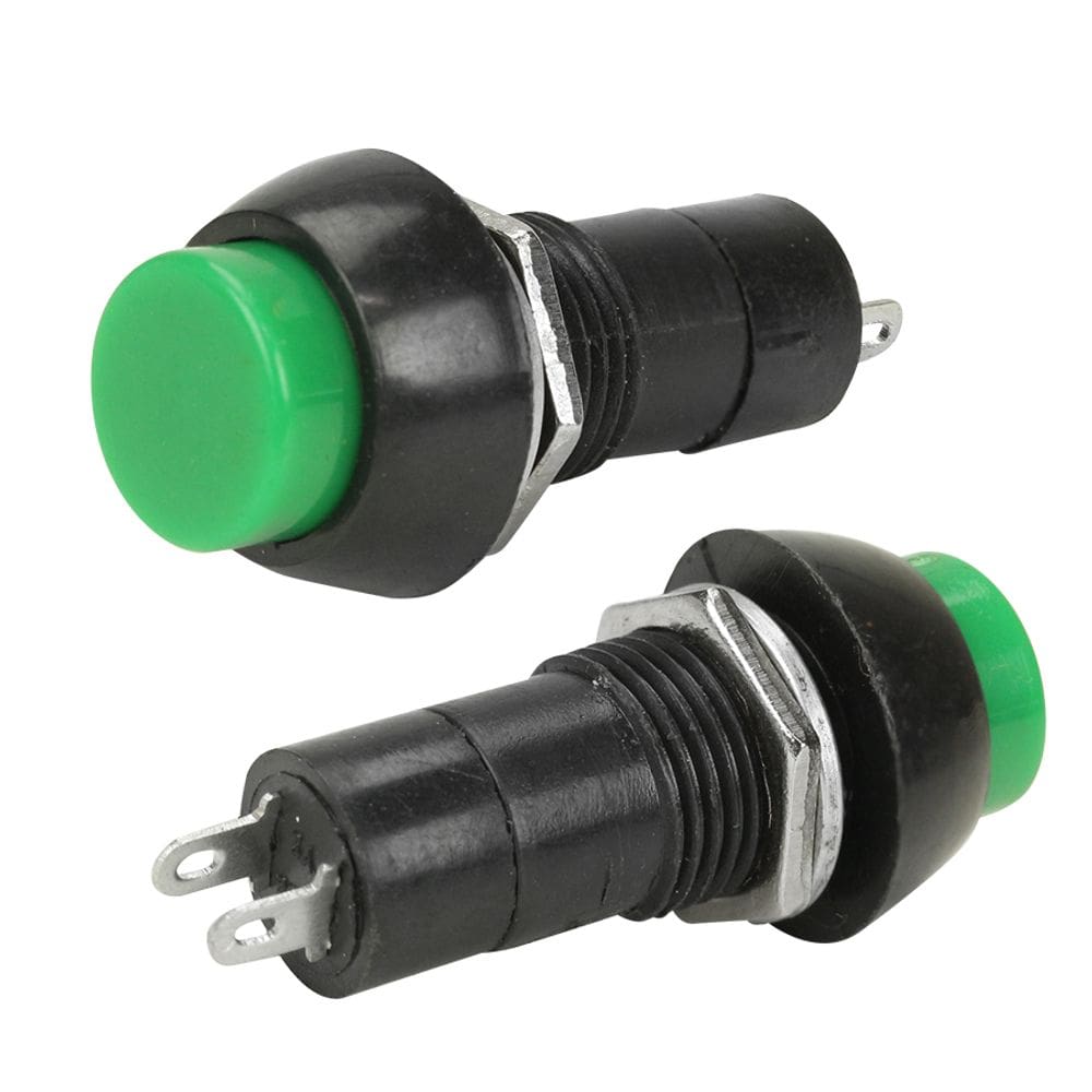 Chave Push Button 2 Polos C/ Trava 7.8Mm - Verde