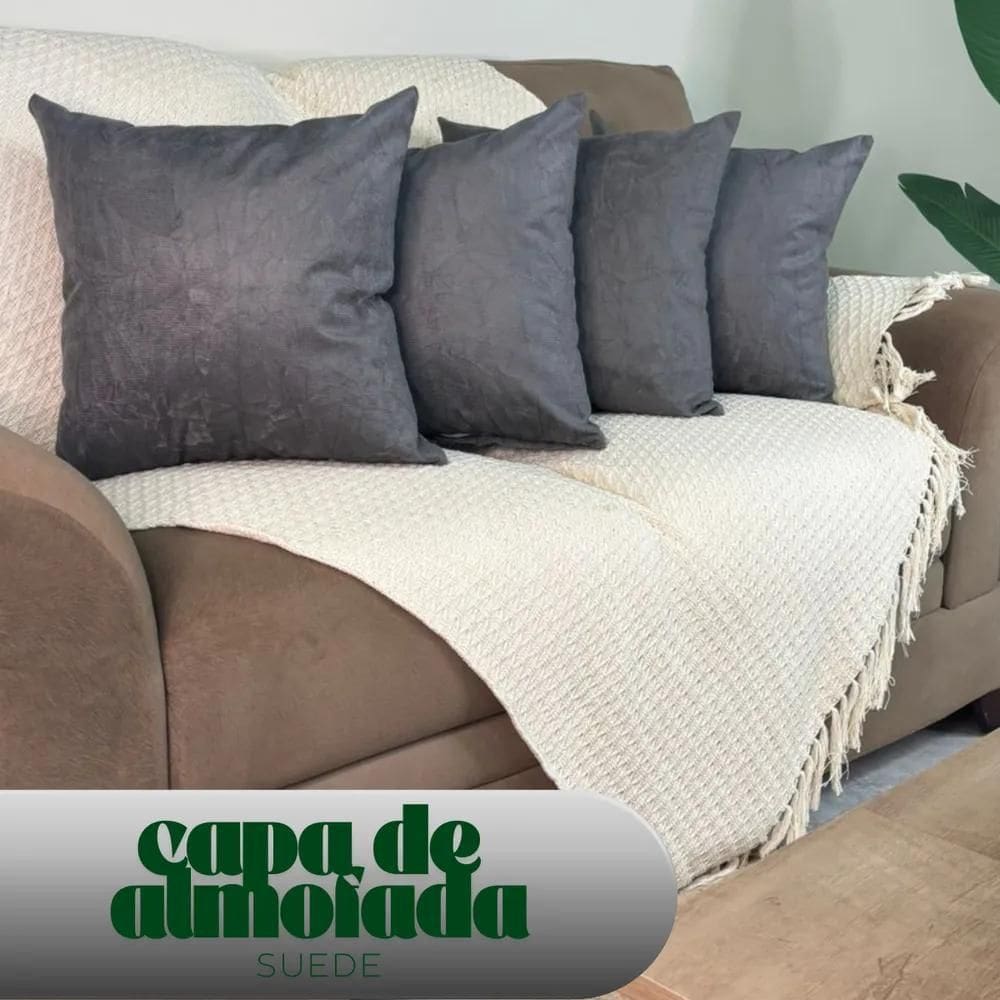 Kit 4 Capa De Almofada Decorativas Suede 45X45 Várias C Cinz