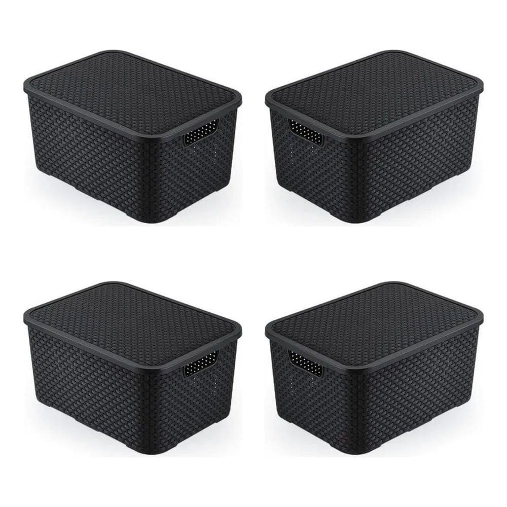 3X Kit 4 Caixas Arqplast Organizadoras Rattan Com Tampa 7 Li