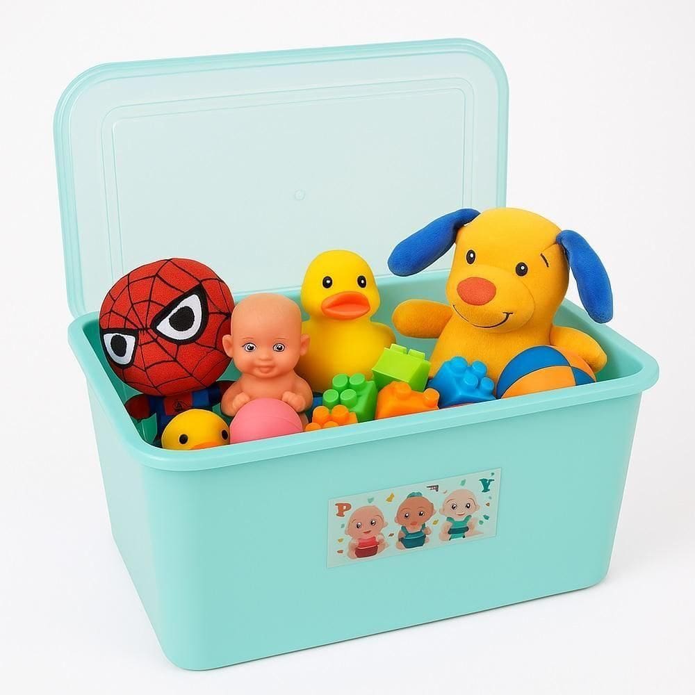 Caixa Organizadora Quarto Do Bebê Multiuso Porta Fraldas Brinquedos Roupas 30 Litros Tampa E Trava Verde