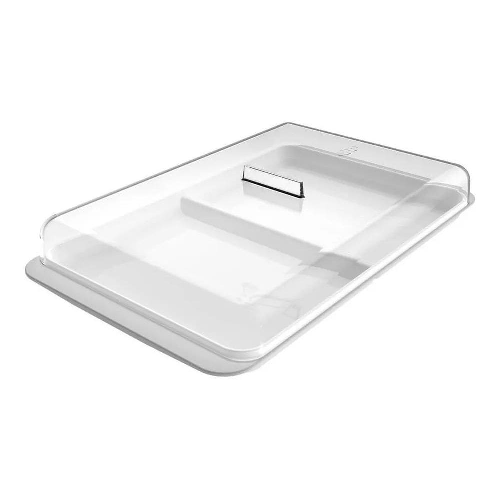 2X Pote Porta Frios E Queijo Fatiado Duplo Com Tampa Cor Bra