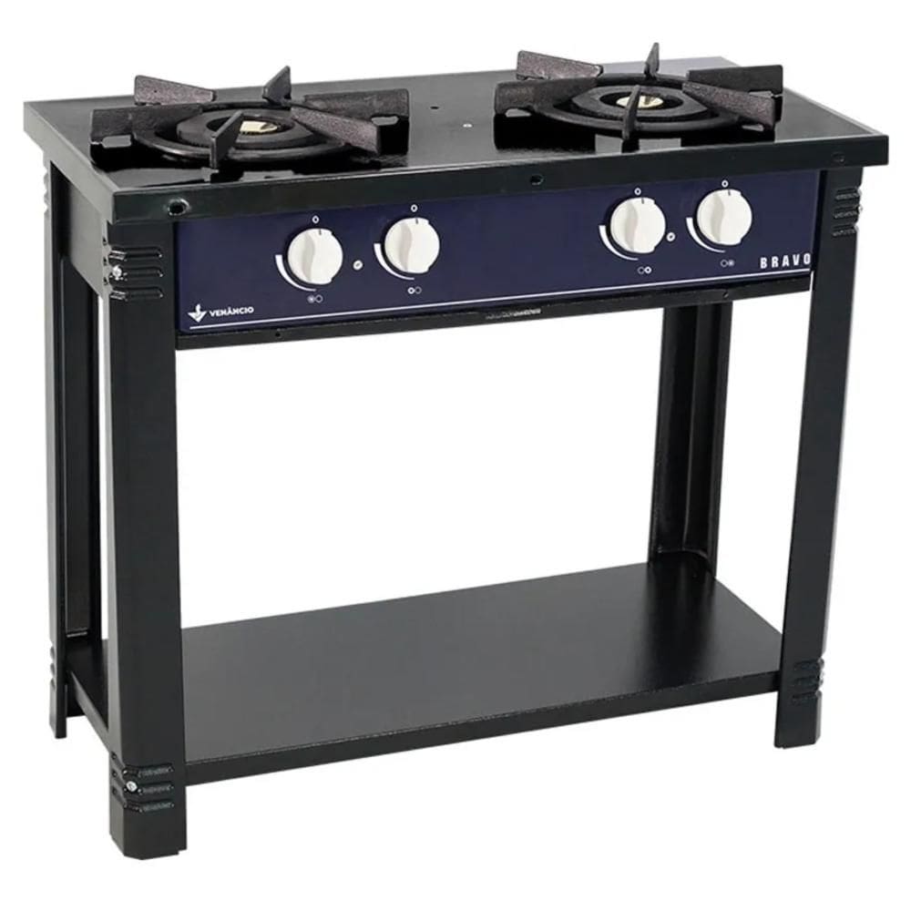 Fogão Profissional 2 Bocas Venâncio Linha Bravo Azul com Espera para Forno