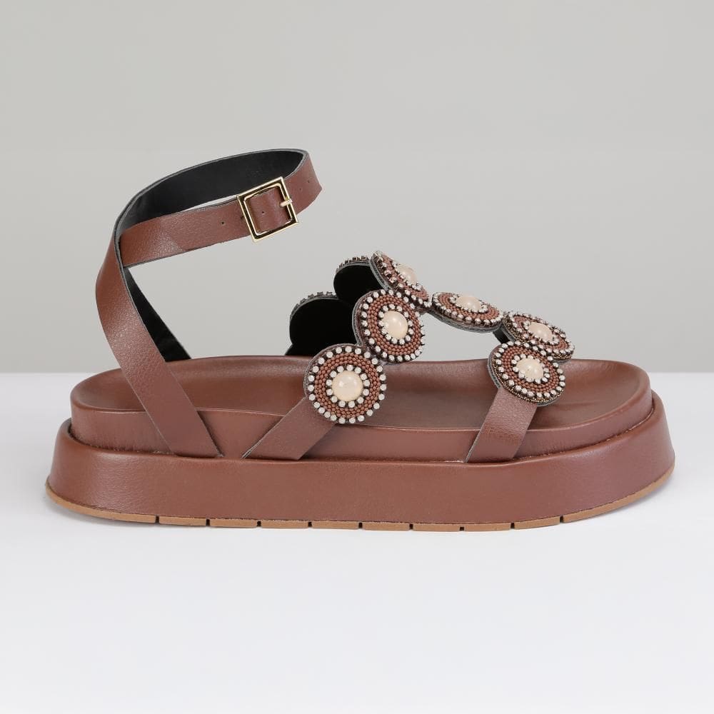 Sandália Flatform Pedraria Feminina Strass