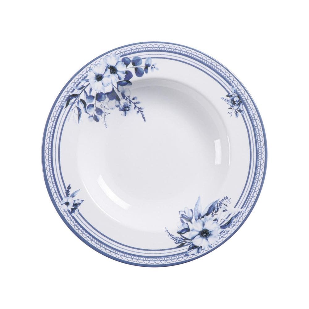 Prato Fundo 28Cm Azzura Porcelana Decorada Floral Tramontina