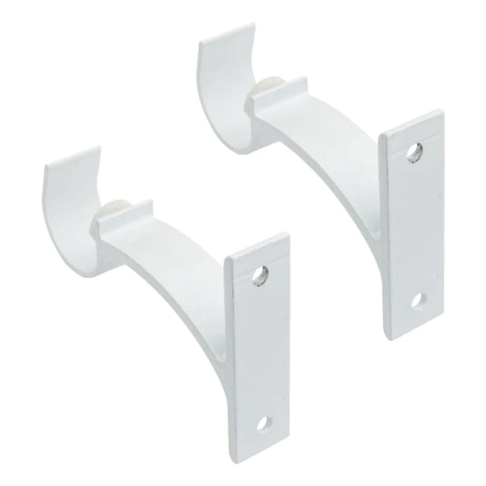 Kit 2 Suportes Parede Para Varão Cortina 28Mm Branco