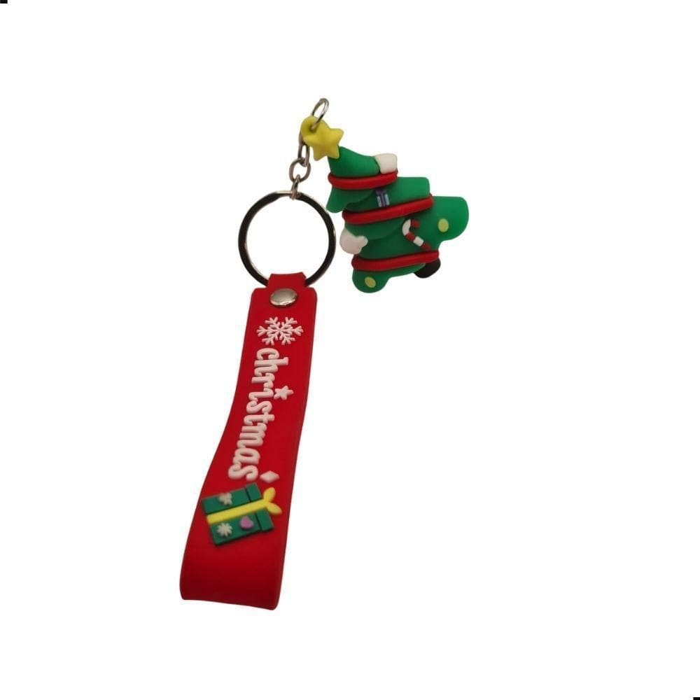 Chaveiro Natalino Árvore De Natal Em Borracha Com Pingente Christmas Presente Decoração