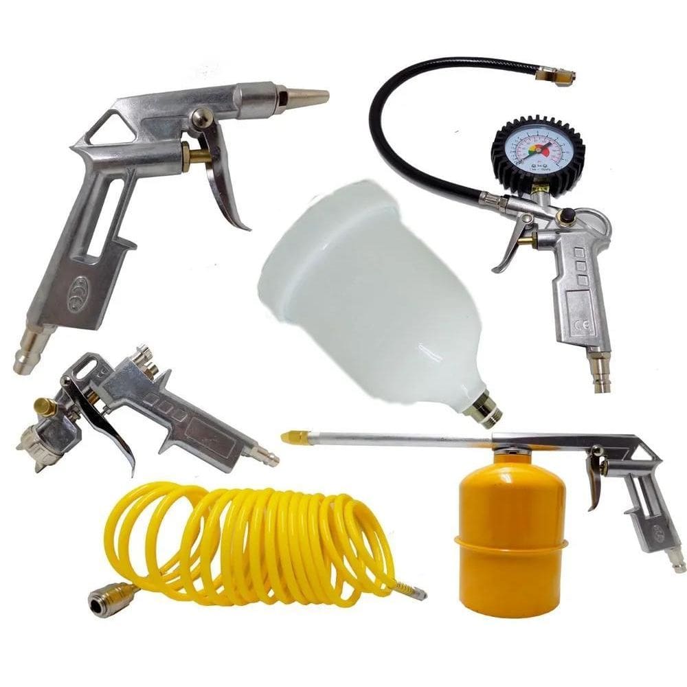Kit Pistola Pintura Compressor De Ar Tekna 5 Pçs Acessorios