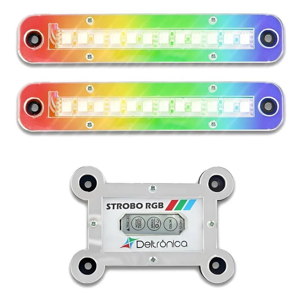 Kit 2 Strobo Para Som Automotivo 12 Super Led Rgb Deltrônica