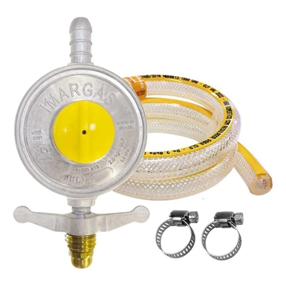 Registro Regulador De Gás 2Kg/H Com Mangueira 1,20Cm E 2 Abr