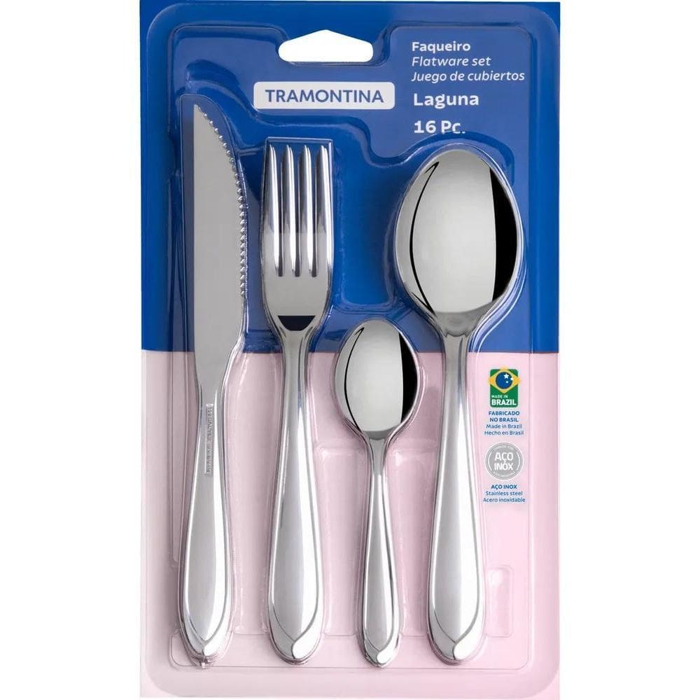 10X Faqueiro Tramontina De Aço Inox Laguna 16 Peças