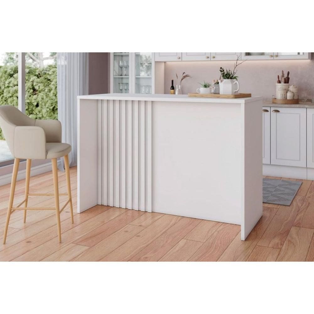 Bancada Ilha Cozinha Gourmet Americana c/ 3 Portas 145cm Branco - Henn