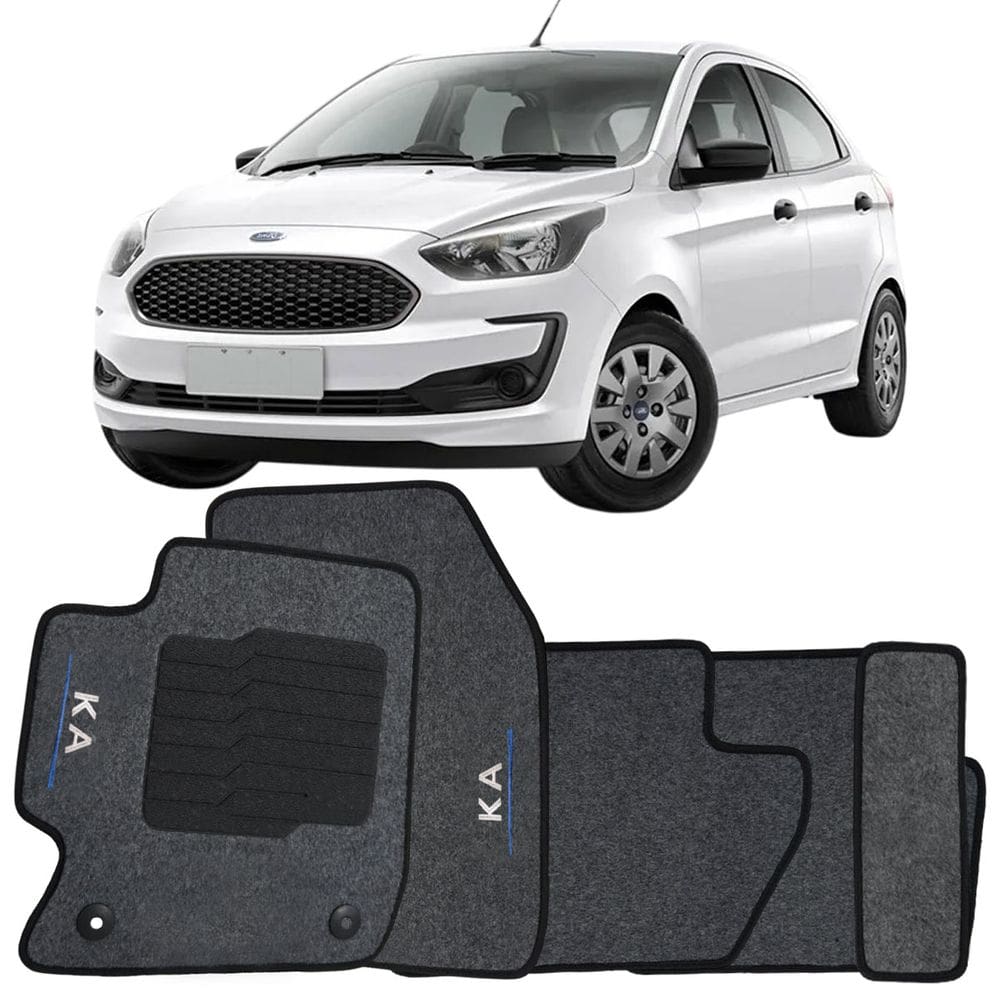 Tapete Carpete Ford Ka 2014 à 2021 Logo Bordado Jogo 5 Peças Personalizado Automotivo