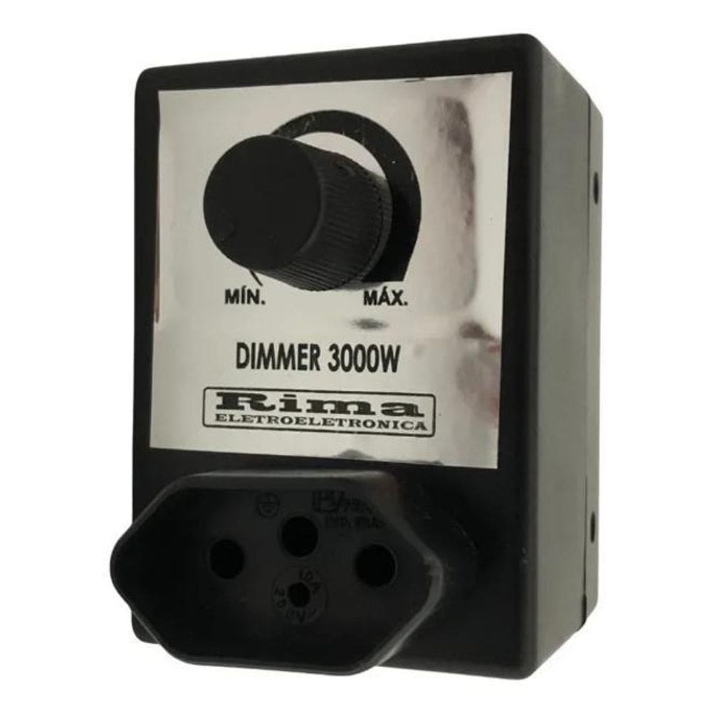 Dimmer Controlador Com Tomada Dimer Preto Rima 621 3000W