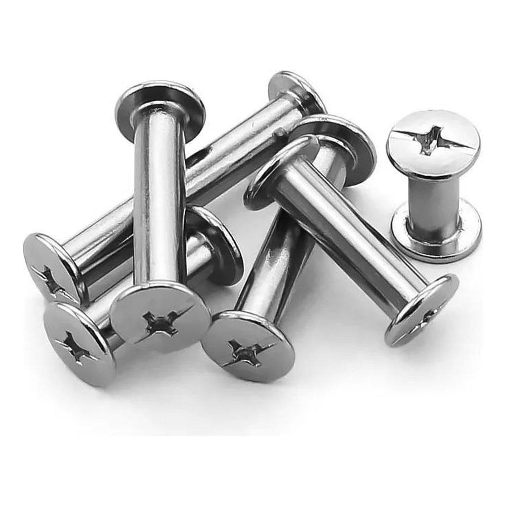 Parafuso De Metal Para Pastas Niquelado 5Mm Com 50 Peças