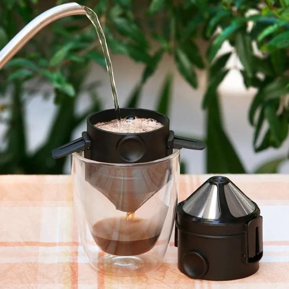Coador Café Filtro Inox Portátil Mini Retrátil Individual Reutilizável Sem Papel Copo Xícara