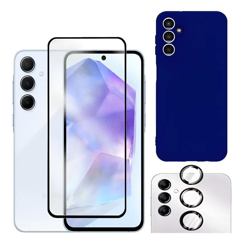 Capa Capinha Case + Película Tela Camera Para Ga Azul-Marinh