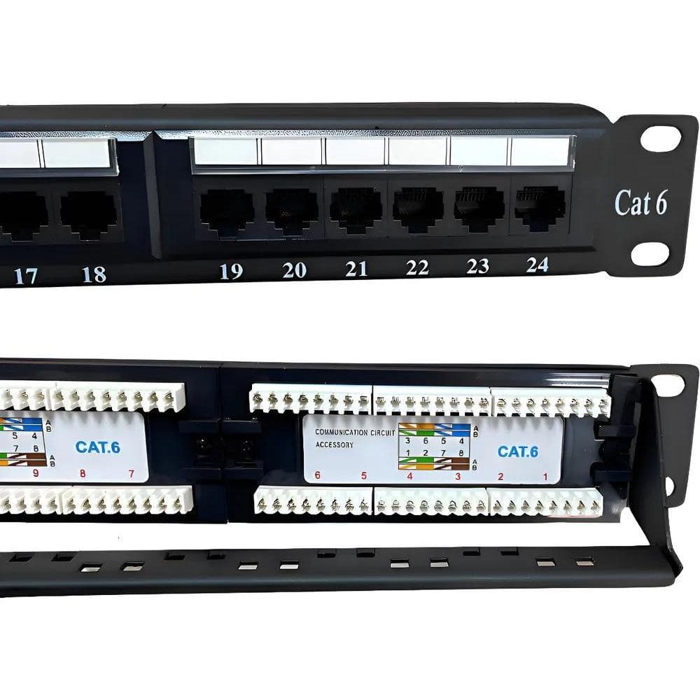 Patch Panel 24 Portas Cat6 Rj45 Rede Lan Utp Certifica Gigab